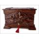 Antique Hand Carved Black Forest Style Cigar Humidor. Manufactured in the 19th Century