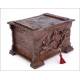 Antique Hand Carved Black Forest Style Cigar Humidor. Manufactured in the 19th Century