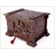 Antique Hand Carved Black Forest Style Cigar Humidor. Manufactured in the 19th Century