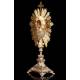 Large Antique Silver Monstrance, XIX Century.