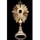 Large Antique Silver Monstrance, XIX Century.