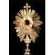 Large Antique Silver Monstrance, XIX Century.