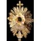 Large Antique Silver Monstrance, XIX Century.