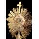 Large Antique Silver Monstrance, XIX Century.