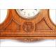 Elegant Mantel Clock with Hand Carved Wood Box. Germany, 1930's