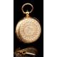 Antique G. G. Huguenin Pocket Watch. A. Huguenin. 18K gold. Switzerland, 1870