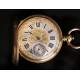 Antique G. G. Huguenin Pocket Watch. A. Huguenin. 18K gold. Switzerland, 1870