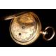 Antique G. G. Huguenin Pocket Watch. A. Huguenin. 18K gold. Switzerland, 1870