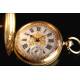 18K Gold Pocket Clock Huguenin et Fils, 1880