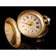 18K Gold Pocket Clock Huguenin et Fils, 1880