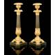 Antique Bronze Candlesticks, S. XIX.