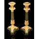 Antique Bronze Candlesticks, S. XIX.