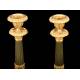 Antique Bronze Candlesticks, S. XIX.