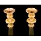 Antique Candlesticks in Gilded and Patinated Bronze. France, XIX Century