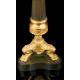 Antique Candlesticks in Gilded and Patinated Bronze. France, XIX Century