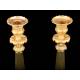 Antique Candlesticks in Gilded and Patinated Bronze. France, XIX Century