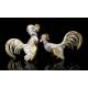 Pair of Solid Silver Roosters. Antique. Spain, Circa 1950