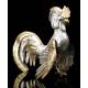 Pair of Solid Silver Roosters. Antique. Spain, Circa 1950