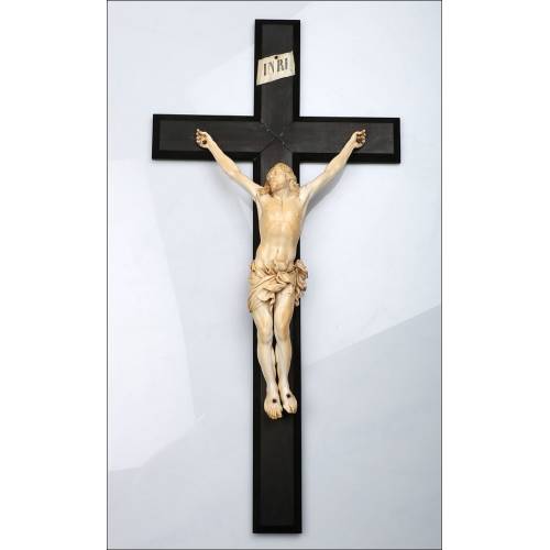 Large Antique Ivory Christ, Circa 1800. CITES