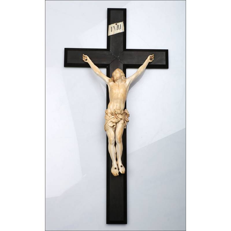 Large Antique Ivory Christ, Circa 1800. CITES