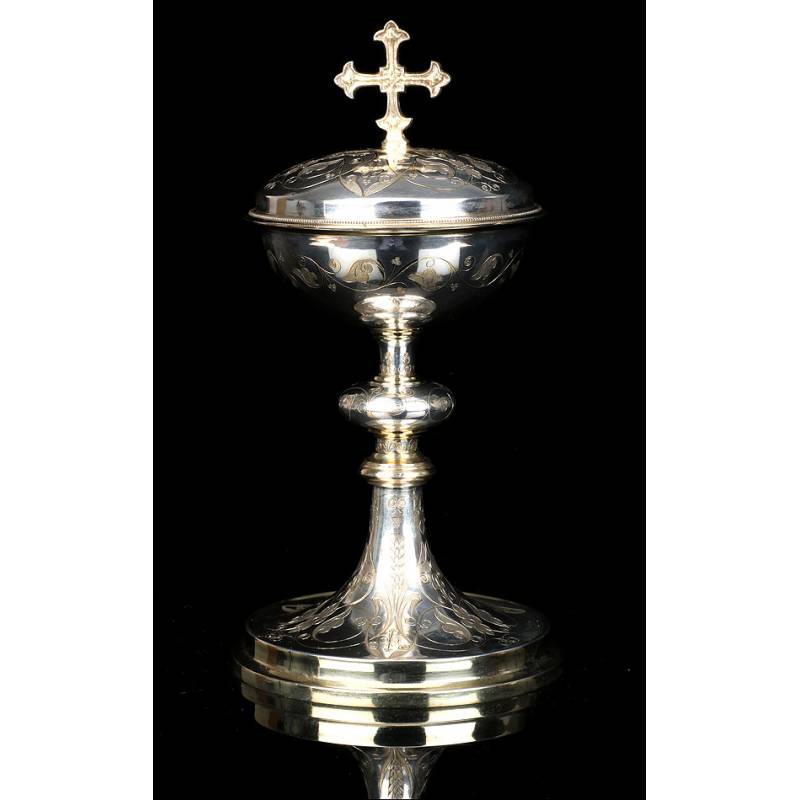 Antique solid silver ciborium, Circa 1900.