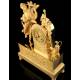 Antique Mantel Clock in Gilded Bronze. France, 1850