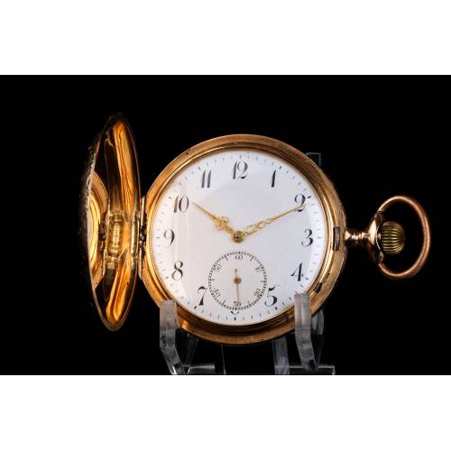 Precious Antique French Pocket Watch in 14K Gold. Switzerland, 1910-20