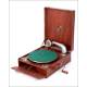 Antique Portable Gramophone. Mahogany wood. France, 1920