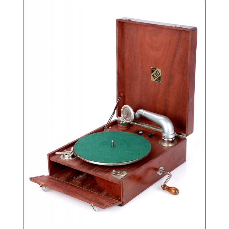 Antique Portable Gramophone. Mahogany wood. France, 1920