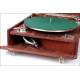 Antique Portable Gramophone. Mahogany wood. France, 1920