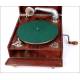 Antique Portable Gramophone. Mahogany wood. France, 1920