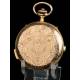 Antique Pocket Watch. Quarters and Chronometer. Gold 18K. Switzerland, 1910