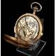 Antique Pocket Watch. Quarters and Chronometer. Gold 18K. Switzerland, 1910