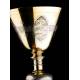 Antique Solid Silver Gilt Chalice. France, Circa 1900