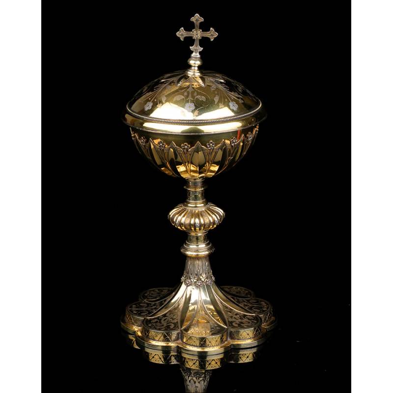 Antique Ciborium. Solid Silver Gilt. France, XIX Century