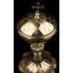 Antique Ciborium. Solid Silver Gilt. France, XIX Century