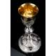 Precious Antique Silver Chalice with Paten and Case. France, XIX Century