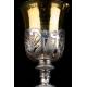 Precious Antique Silver Chalice with Paten and Case. France, XIX Century