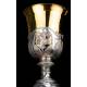 Precious Antique Silver Chalice with Paten and Case. France, XIX Century