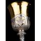 Precious Antique Silver Chalice with Paten and Case. France, XIX Century