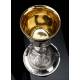 Antique Solid Silver Chalice, Paten and Case. Paris, France 1819-1838