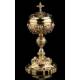 Spectacular Antique Solid Silver Gilded Ciborium. France XIX Century