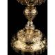 Spectacular Antique Solid Silver Gilded Ciborium. France XIX Century