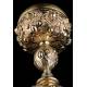 Spectacular Antique Solid Silver Gilded Ciborium. France XIX Century