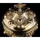 Spectacular Antique Solid Silver Gilded Ciborium. France XIX Century