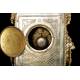 Antique Bronze Mantel Clock with Lion Handles. France, Circa 1900