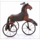 Antique Wood Carved Tricycle with Horse Shape. XIX Century - Early XX Century.