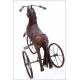 Antique Wood Carved Tricycle with Horse Shape. XIX Century - Early XX Century.