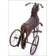 Antique Wood Carved Tricycle with Horse Shape. XIX Century - Early XX Century.