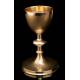 Antique Chalice and Paten in Solid Silver Gilt. France, Circa 1900